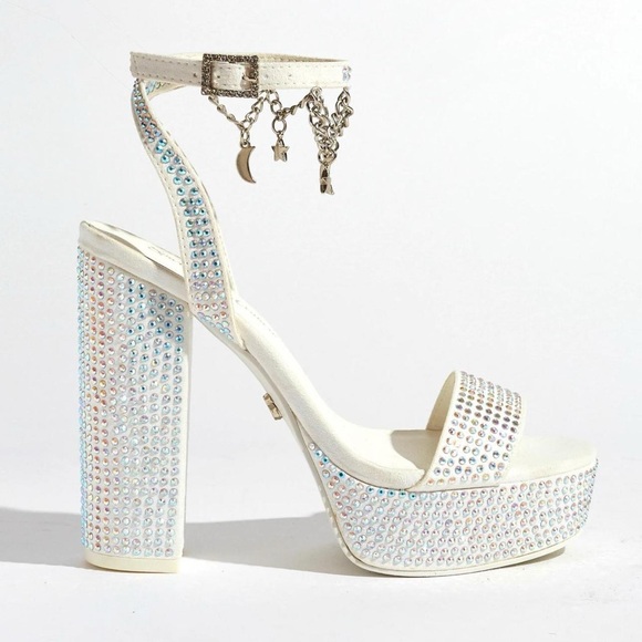 Sparkl Fairy Couture Shoes - Chic White Rhinestone Platform Heels